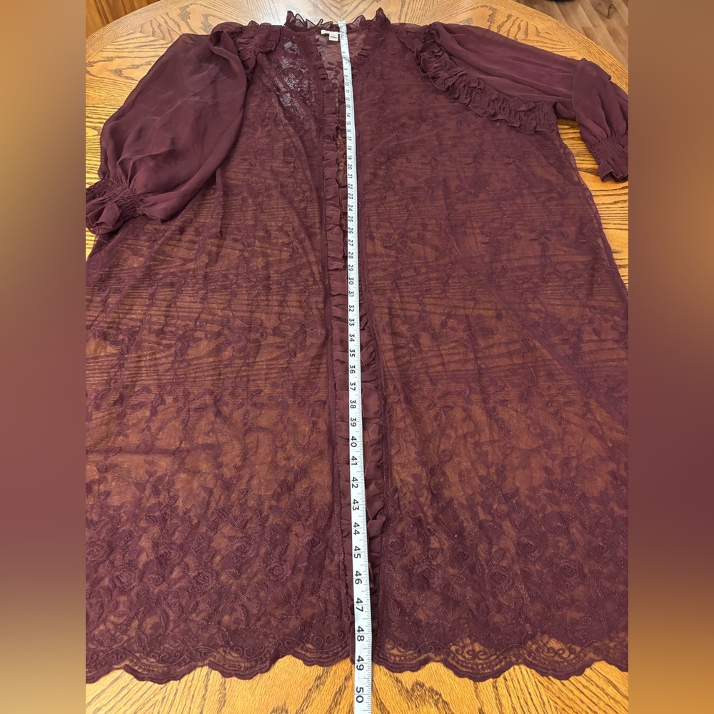 Cato - Maroon Sheer Ruffle Top - Picture 5 of 10
